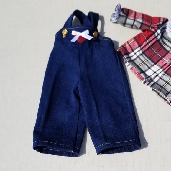 Hand Crafted AG Bib Overalls and Flannel Blouse - Picture 4 of 5